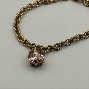 Vintage Gold Juicy Couture Charm Bracelet with Pink Gemstone Heart Charm